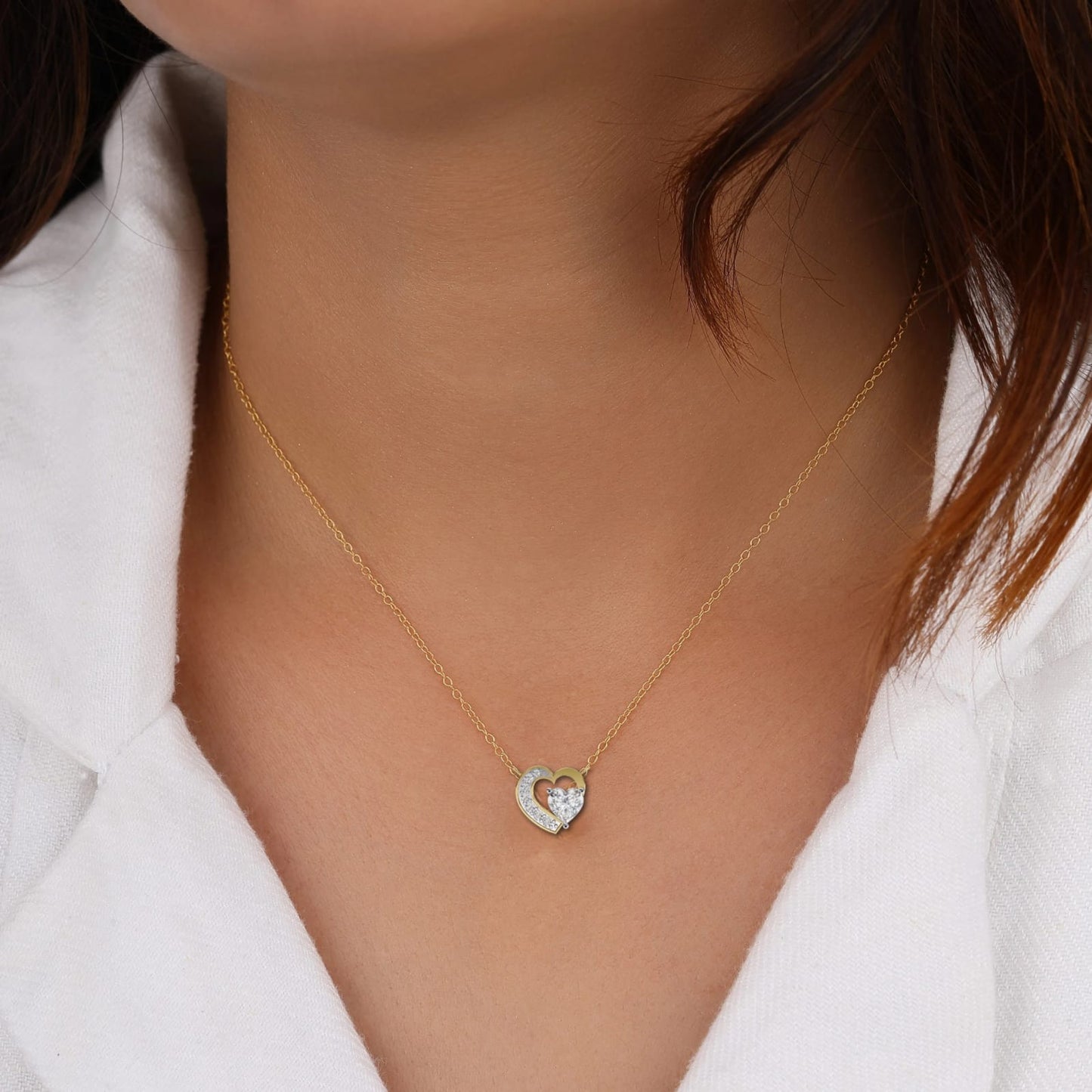 charming heart lab created diamond necklace