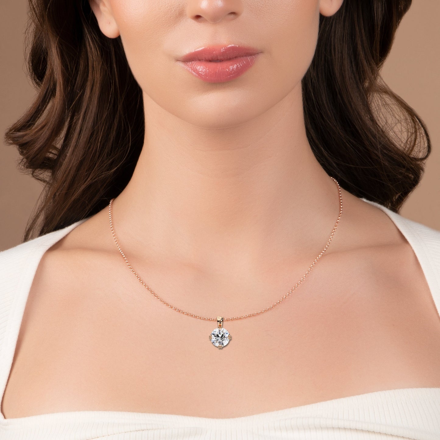 2 claw prong lab grown diamond round solitaire pendant